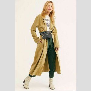 Free People Rainz Duster Jacket Marsh Green XS NEW